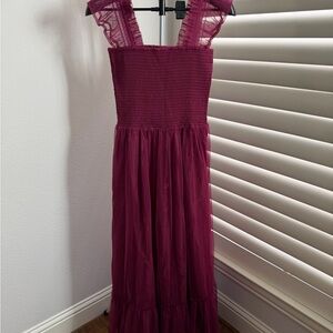 MELLODAY Burgundy Smocked Top